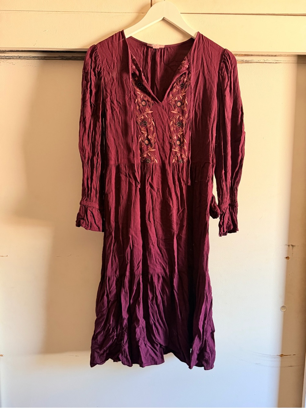Knox Rose Women's Embroidered V-Neck Long Sleeve Dress Size XS